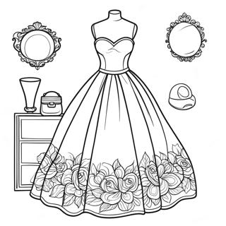 Fashionable Chic Dress Up Coloring Page 6466-5267