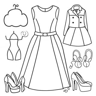 Fashionable Chic Dress Up Coloring Page 6466-5268