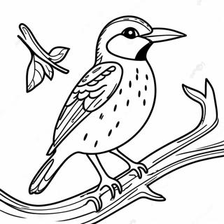 Colorful Western Meadowlark Perched On A Branch Coloring Page 64684-51847