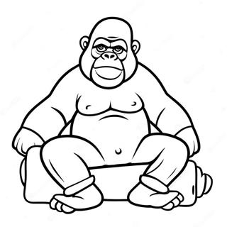 Sleepy Gorilla In Pajamas Coloring Page 64714-51867