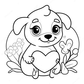 Valentines Puppy Coloring Pages