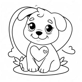 Cute Valentines Puppy With Heart Coloring Page 64764-51906