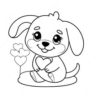 Cute Valentines Puppy With Heart Coloring Page 64764-51907