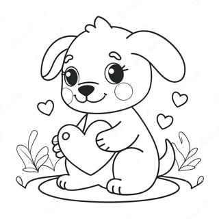 Cute Valentines Puppy With Heart Coloring Page 64764-51908