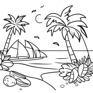 Tropical Christmas Beach Scene Coloring Page 64773-51926