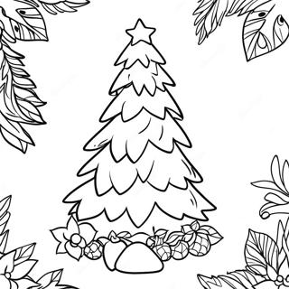 Colorful Tropical Christmas Tree Coloring Page 64774-51915