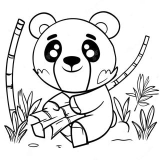 Cute Minecraft Panda Playing With Bamboo Coloring Page 64824-51957