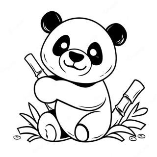 Cute Minecraft Panda Playing With Bamboo Coloring Page 64824-51958