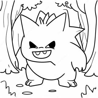 Gengar In A Spooky Forest Coloring Page 6487-5291