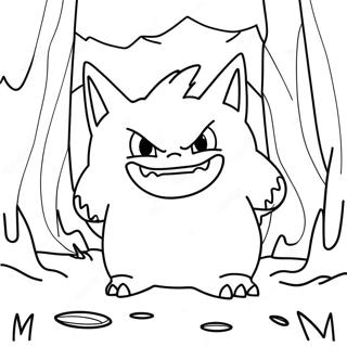 Gengar In A Spooky Forest Coloring Page 6487-5292