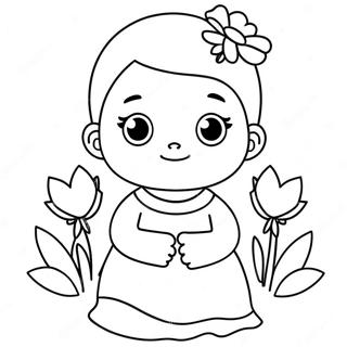 Cute Penelope With Flowers Coloring Page 64954-52057