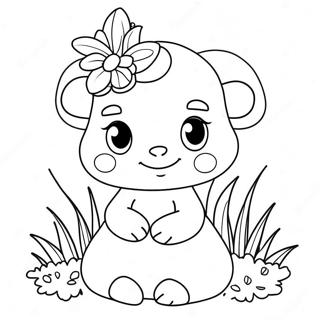 Cute Penelope With Flowers Coloring Page 64954-52058