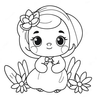 Cute Penelope With Flowers Coloring Page 64954-52059