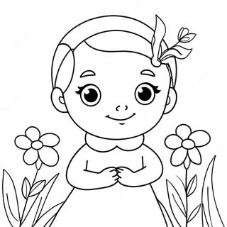 Cute Penelope With Flowers Coloring Page 64954-52060