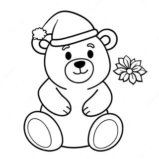 Festive Bear With Santa Hat Coloring Page 65034-52134