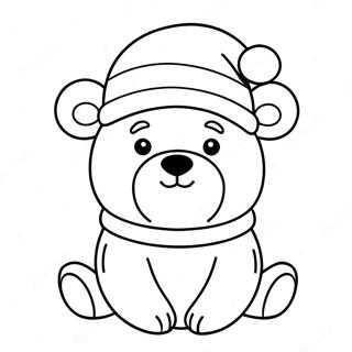 Festive Bear With Santa Hat Coloring Page 65034-52135