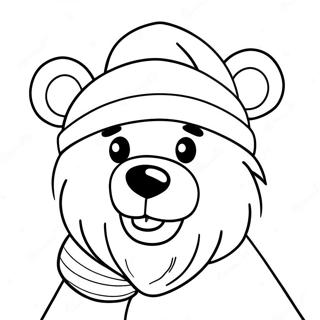 Festive Bear With Santa Hat Coloring Page 65034-52136