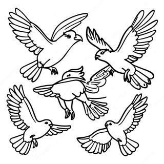 Colorful Raptors In Flight Coloring Page 65064-52154