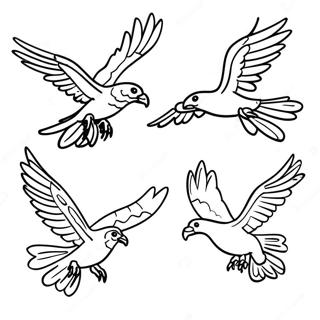 Colorful Raptors In Flight Coloring Page 65064-52155