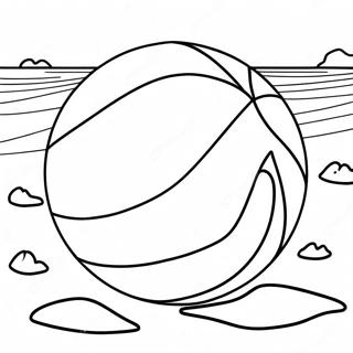 Colorful Beach Ball On Sandy Shore Coloring Page 6507-5302