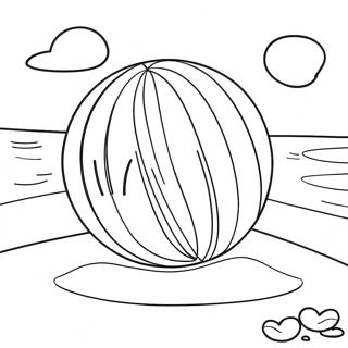 Colorful Beach Ball On Sandy Shore Coloring Page 6507-5303