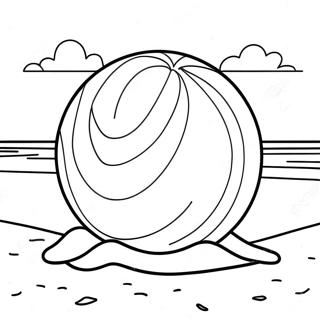 Colorful Beach Ball On Sandy Shore Coloring Page 6507-5304