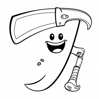 Cartoon Axe With Smiling Face Coloring Page 65084-52169