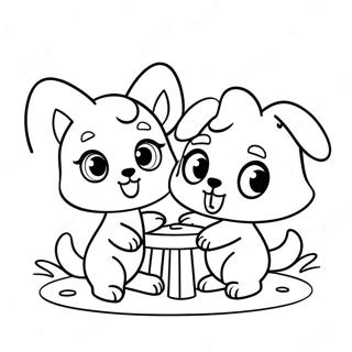 Cute Lps Pets Playing Together Coloring Page 6517-5311