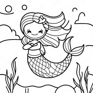 Rainbow Mermaid Underwater Scene Coloring Page 65183-52242