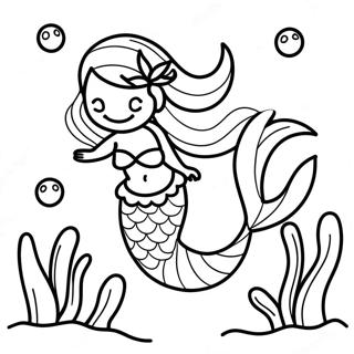 Rainbow Mermaid Underwater Scene Coloring Page 65183-52244