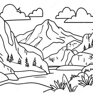 Mountain Landscape Coloring Page 65193-52249