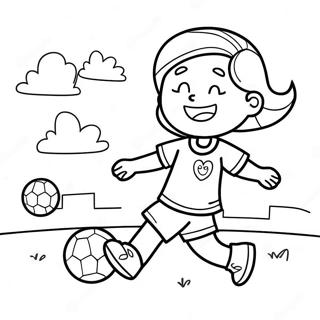 Girl Playing Soccer With A Bright Smile Coloring Page 65203-52261