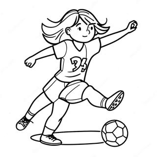 Energetic Girl Kicking A Soccer Ball Coloring Page 65204-52257