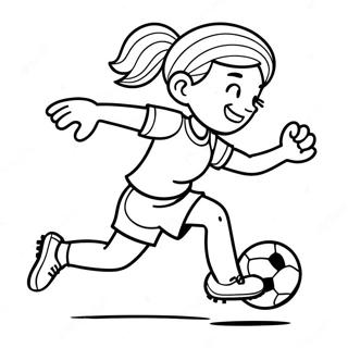 Energetic Girl Kicking A Soccer Ball Coloring Page 65204-52258