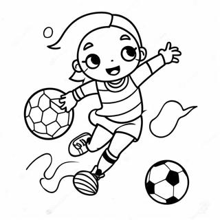 Energetic Girl Kicking A Soccer Ball Coloring Page 65204-52259