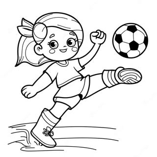 Energetic Girl Kicking A Soccer Ball Coloring Page 65204-52260