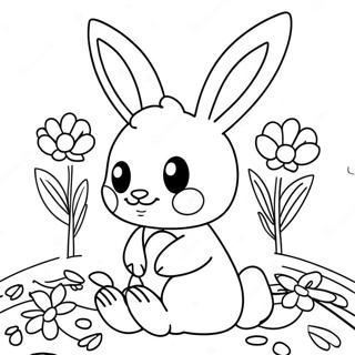 Cute Playboy Bunny With Flowers Coloring Page 65224-52270