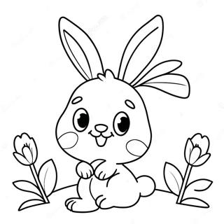 Cute Playboy Bunny With Flowers Coloring Page 65224-52272