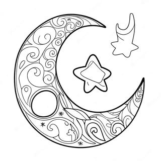 Twinkling Stars And Crescent Moon Coloring Page 65244-52290