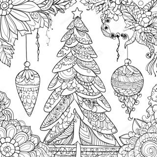 Festive Christmas Tree Zentangle Coloring Page 65254-52297