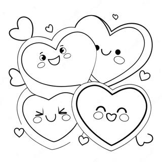 Kawaii Valentines Hearts Coloring Page 65263-52301