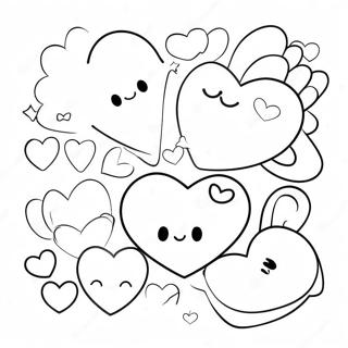 Kawaii Valentines Hearts Coloring Page 65263-52303