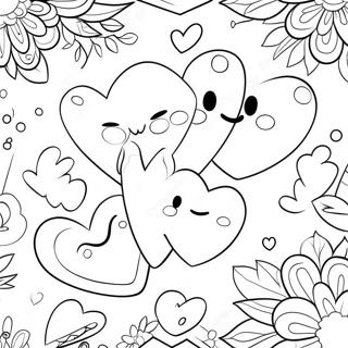 Kawaii Valentines Hearts Coloring Page 65263-52304