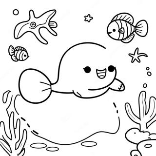 Mermaid Pusheen Swimming In Coral Reef Coloring Page 65273-52311