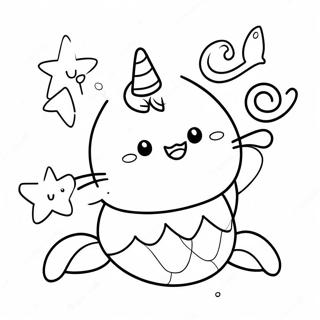 Cute Mermaid Pusheen With Starfish Coloring Page 65274-52313