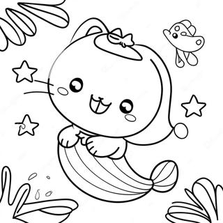 Cute Mermaid Pusheen With Starfish Coloring Page 65274-52316