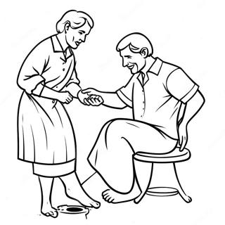 Fun Foot Washing Scene Coloring Page 65374-52393