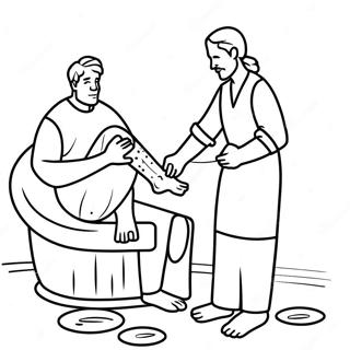 Fun Foot Washing Scene Coloring Page 65374-52394