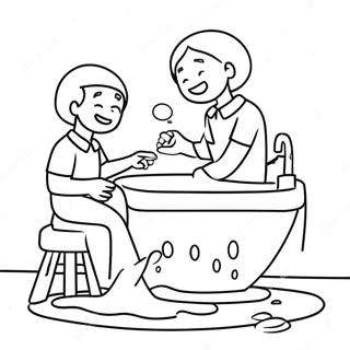 Fun Foot Washing Scene Coloring Page 65374-52396