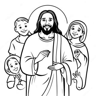 Black Jesus With Children Coloring Page 65384-52401